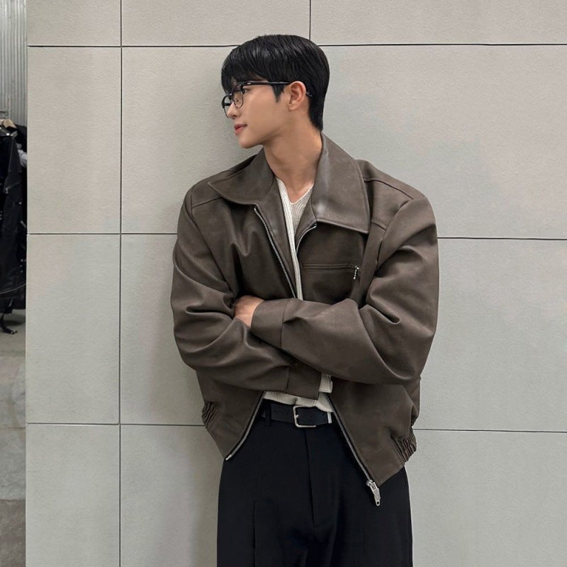 Halloy™ Lapel Leather Jacket