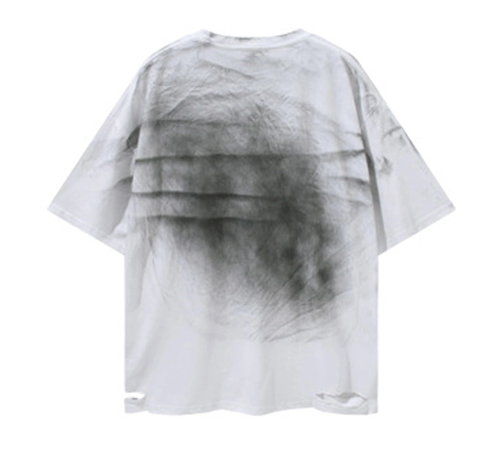 Halloy™ T-Shirt with Frayed Edges & Cropped Sleeves