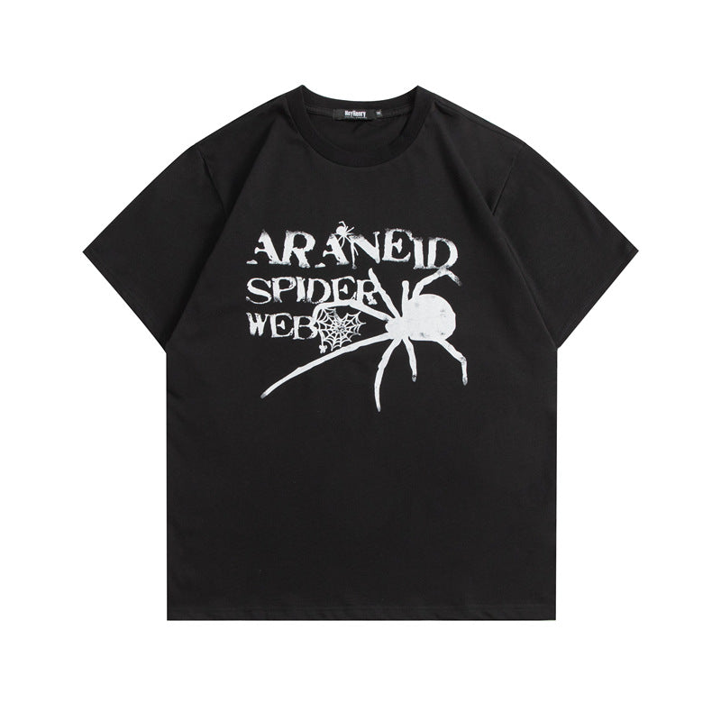 Halloy™ Letters Spider Web Loose T-shirt