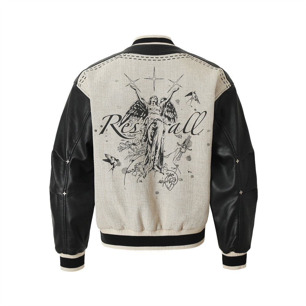 Halloy™ American Retro Angel Wings Statue Printed Jacket