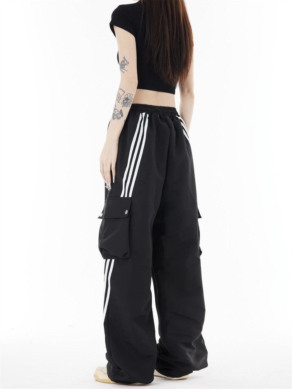 Halloy™ Side Striped Three-bar Loose Wide-leg Pants