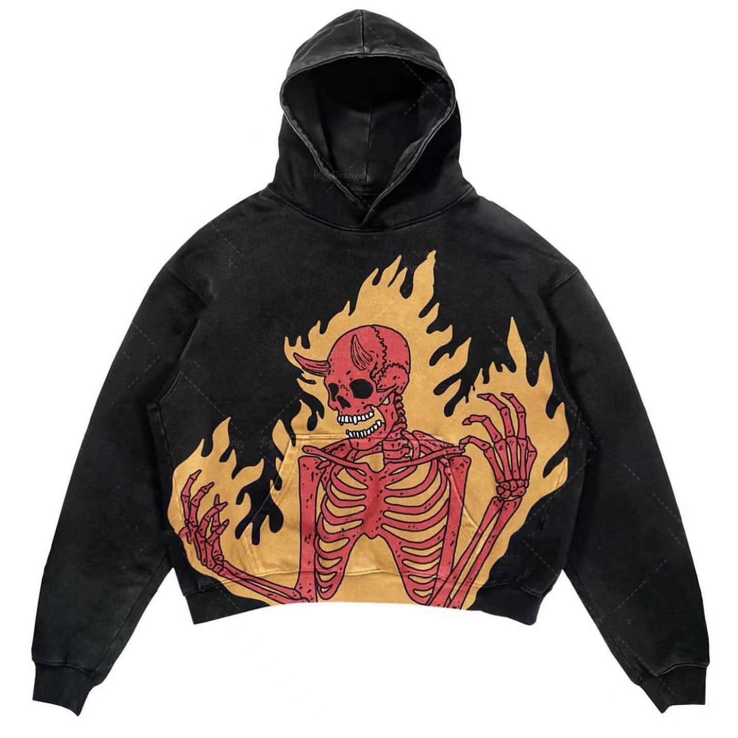 Halloy™ Skeleton Design Printed Hoodie
