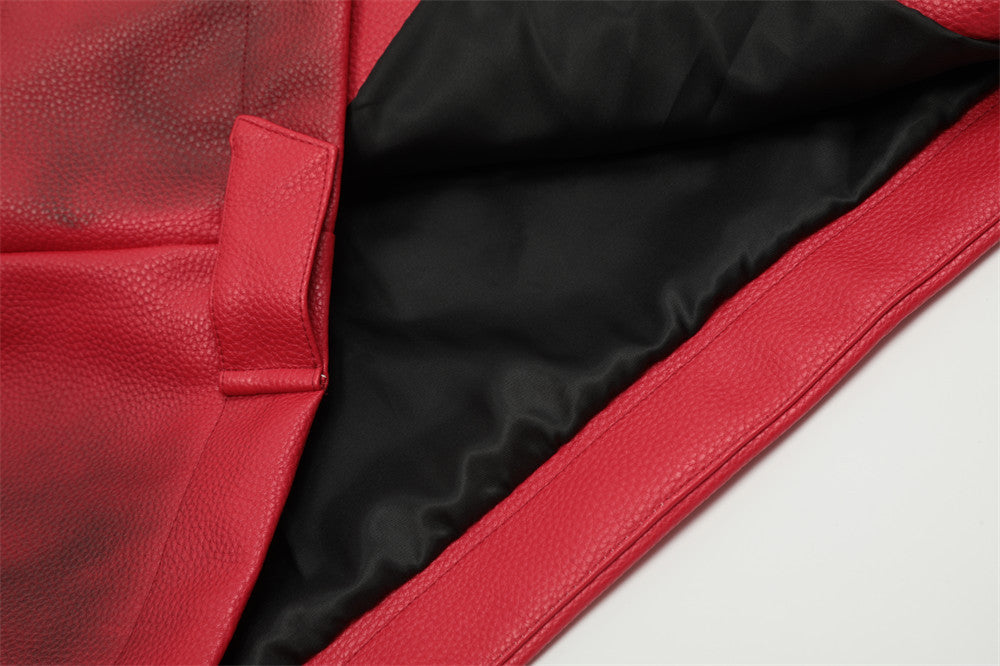 Halloy™ PU Leather Jacket Sense Spray Dirty
