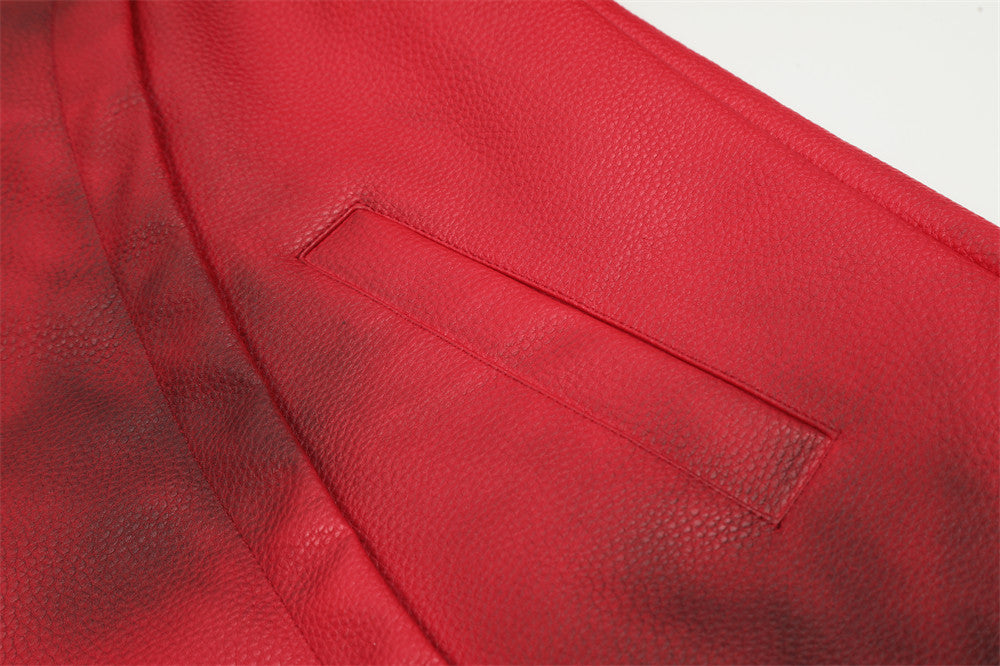 Halloy™ PU Leather Jacket Sense Spray Dirty