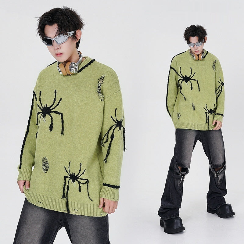 Halloy™ Spider Jacquard Burr Contrast Sweater