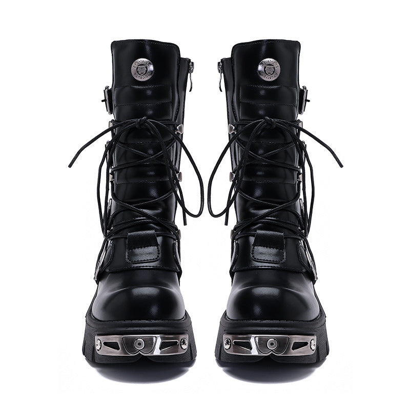Halloy™ Retro Leisure Cargo Rock High Leg Boots