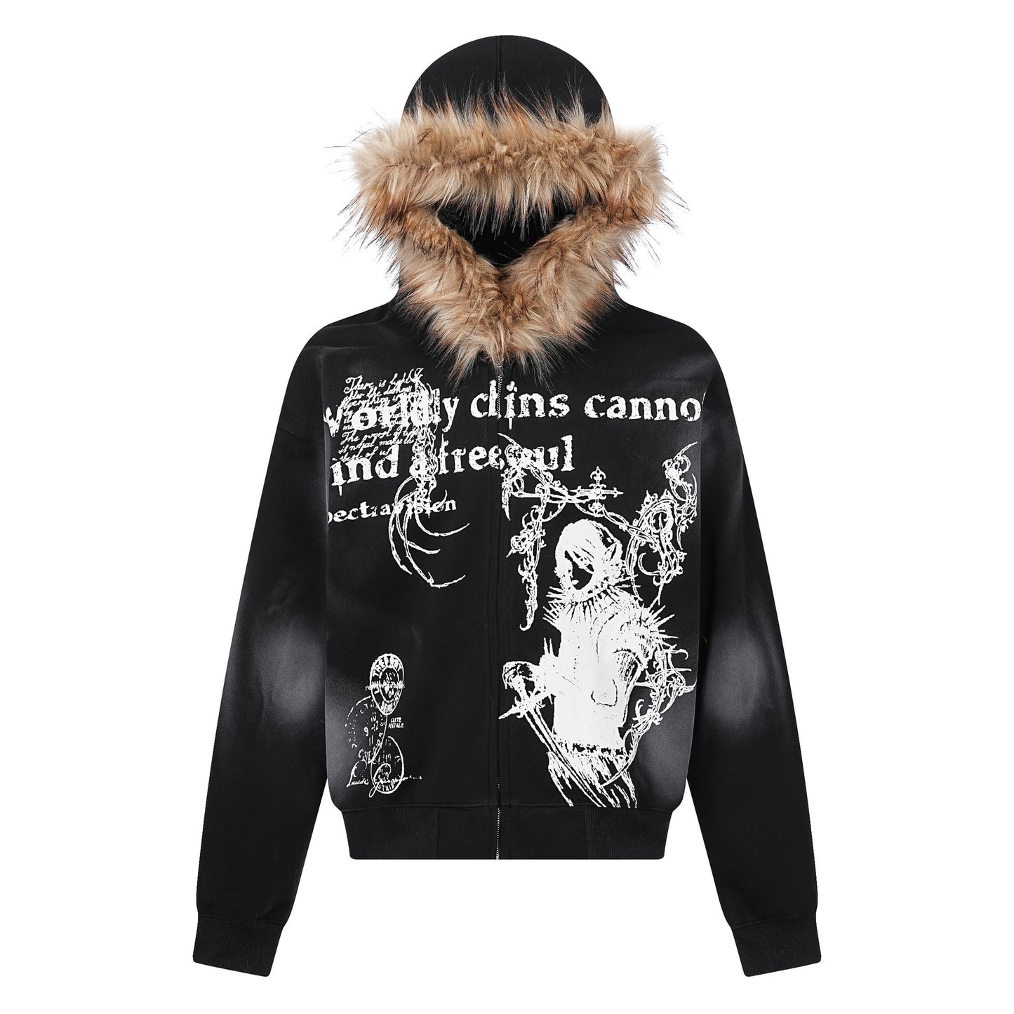 Halloy™ Printed High Street Fur Hoodie Coat
