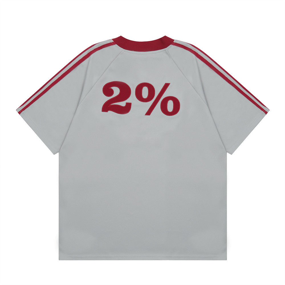 Halloy™ Color-block V Neck Sports Style T-shirt