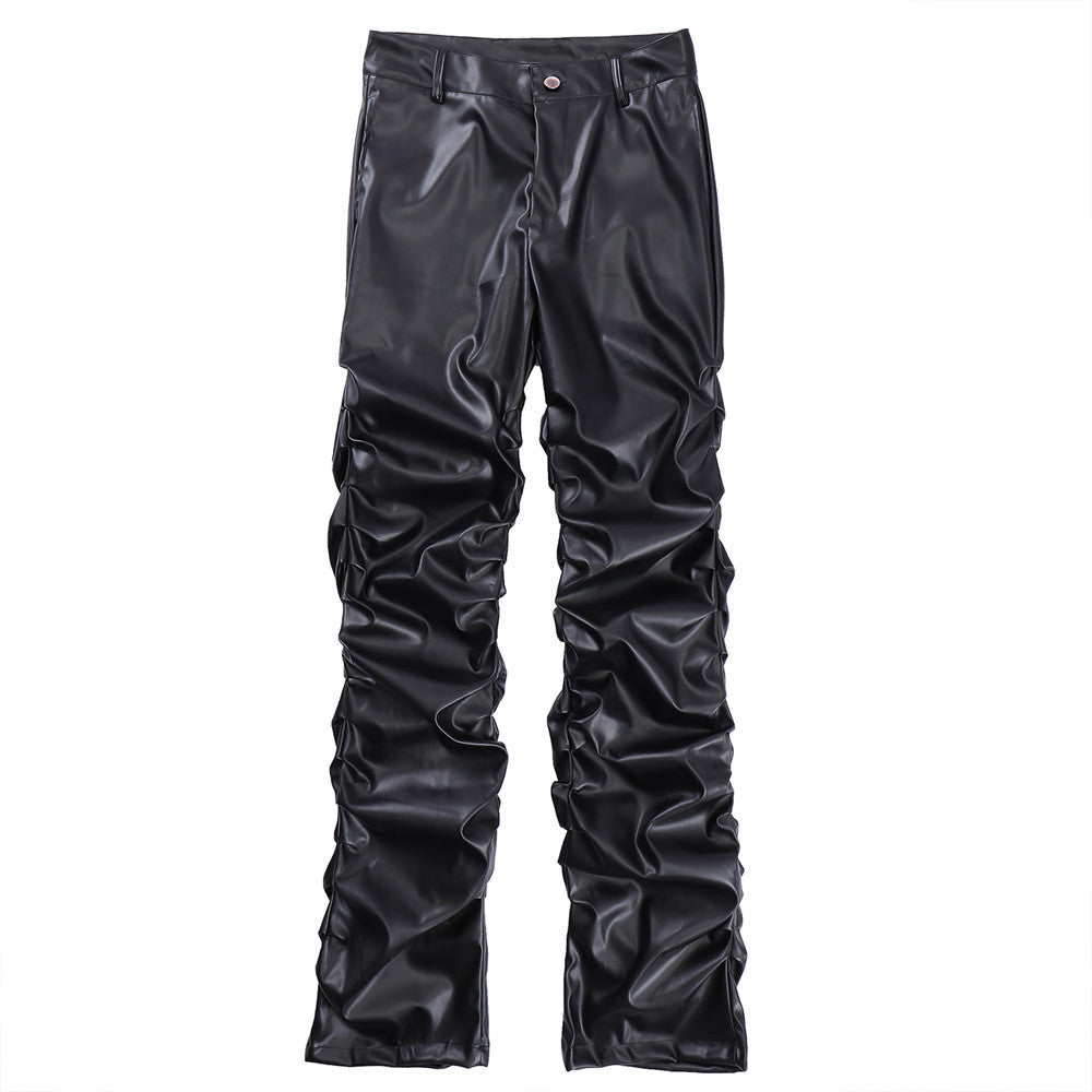Halloy™ Shiny Wrinkled Leather Pants