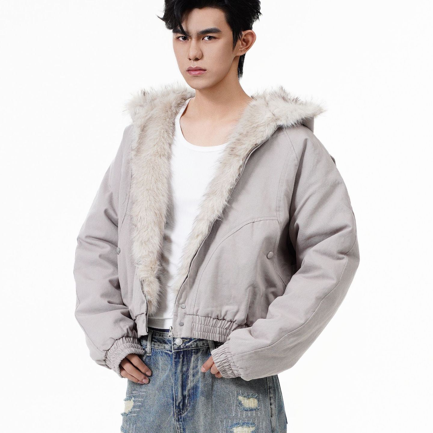 Halloy™ American Street Short Fur Collar Cotton Coat