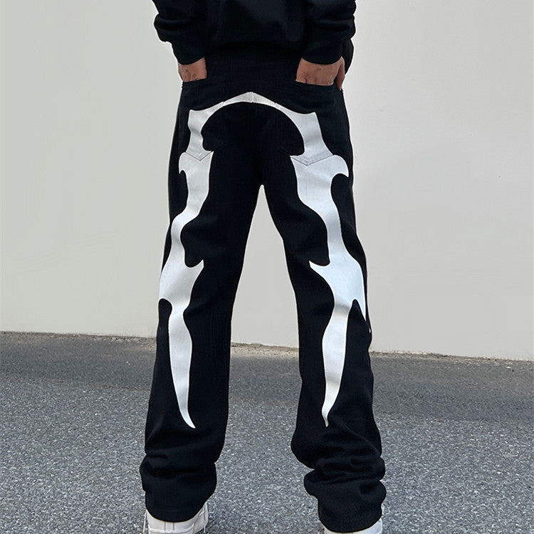 Halloy™ Vintage Letter Printed Jeans