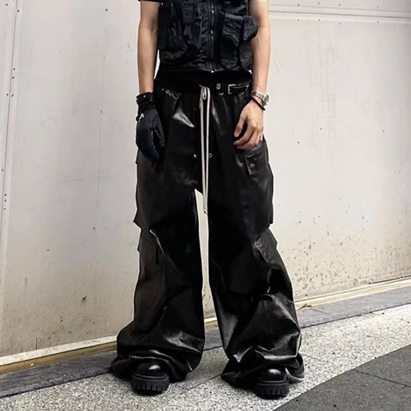 Halloy™ Bright Coated Black Opium Pants