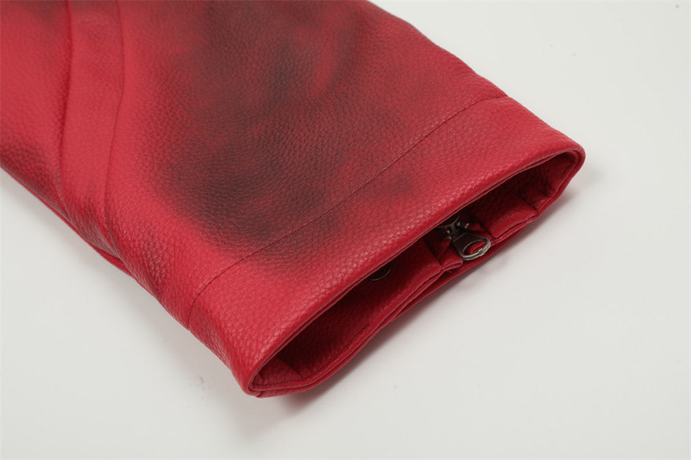Halloy™ PU Leather Jacket Sense Spray Dirty