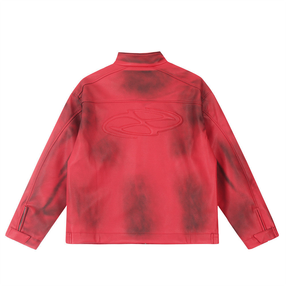 Halloy™ PU Leather Jacket Sense Spray Dirty