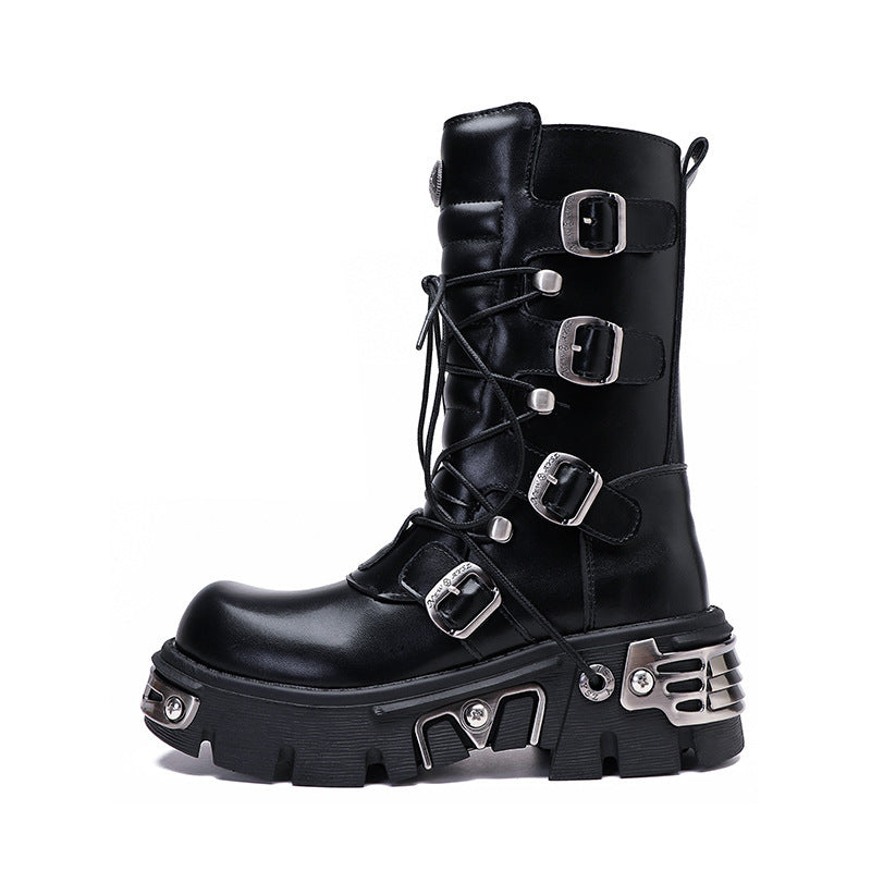 Halloy™ Retro Leisure Cargo Rock High Leg Boots