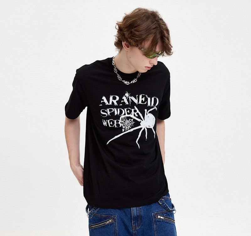 Halloy™ Letters Spider Web Loose T-shirt