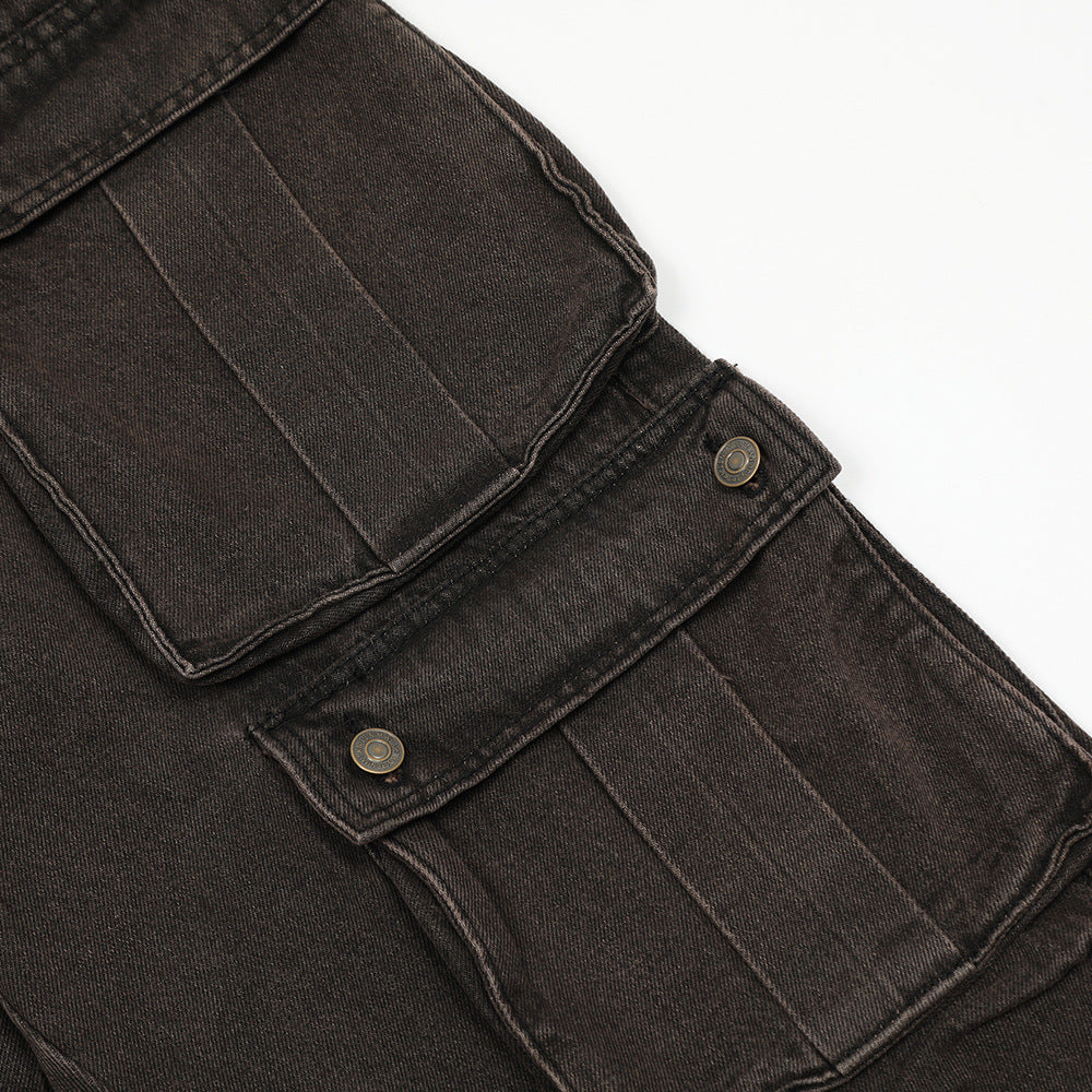 Halloy™ Cargo Personality Straight Long Jeans