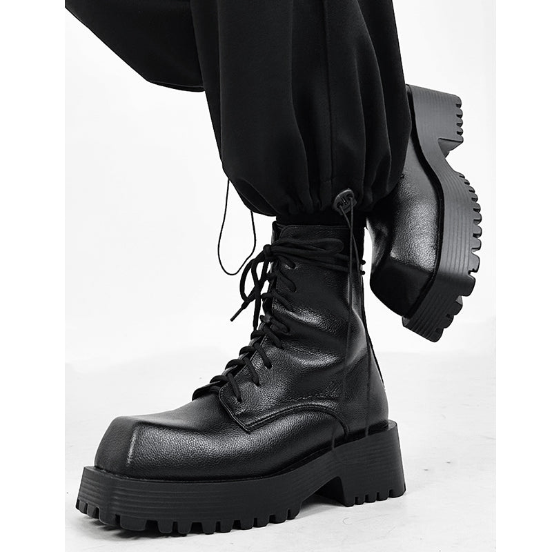Halloy™ Platform Square Toe Martin Boots