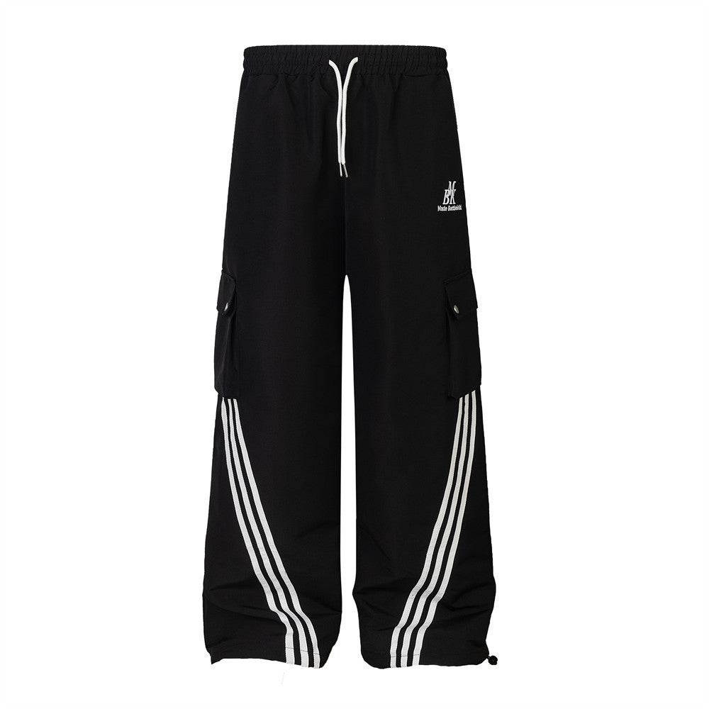 Halloy™ Side Striped Three-bar Loose Wide-leg Pants