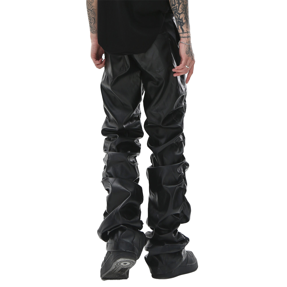 Halloy™ Shiny Wrinkled Leather Pants