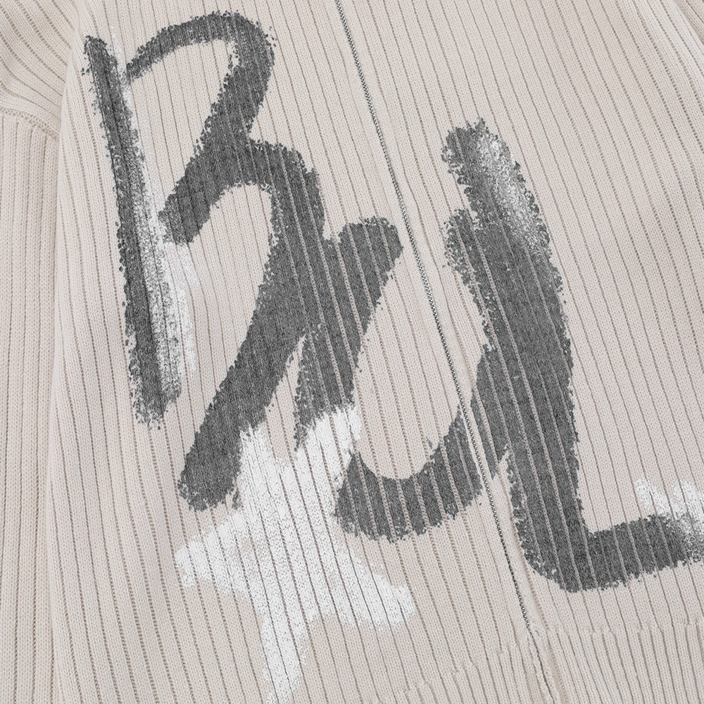 Halloy™ Alphabet Graffiti Zip Sweater Cardigan