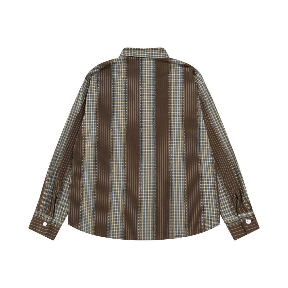 Halloy™ Color-contrast Check Long Sleeve Shirt