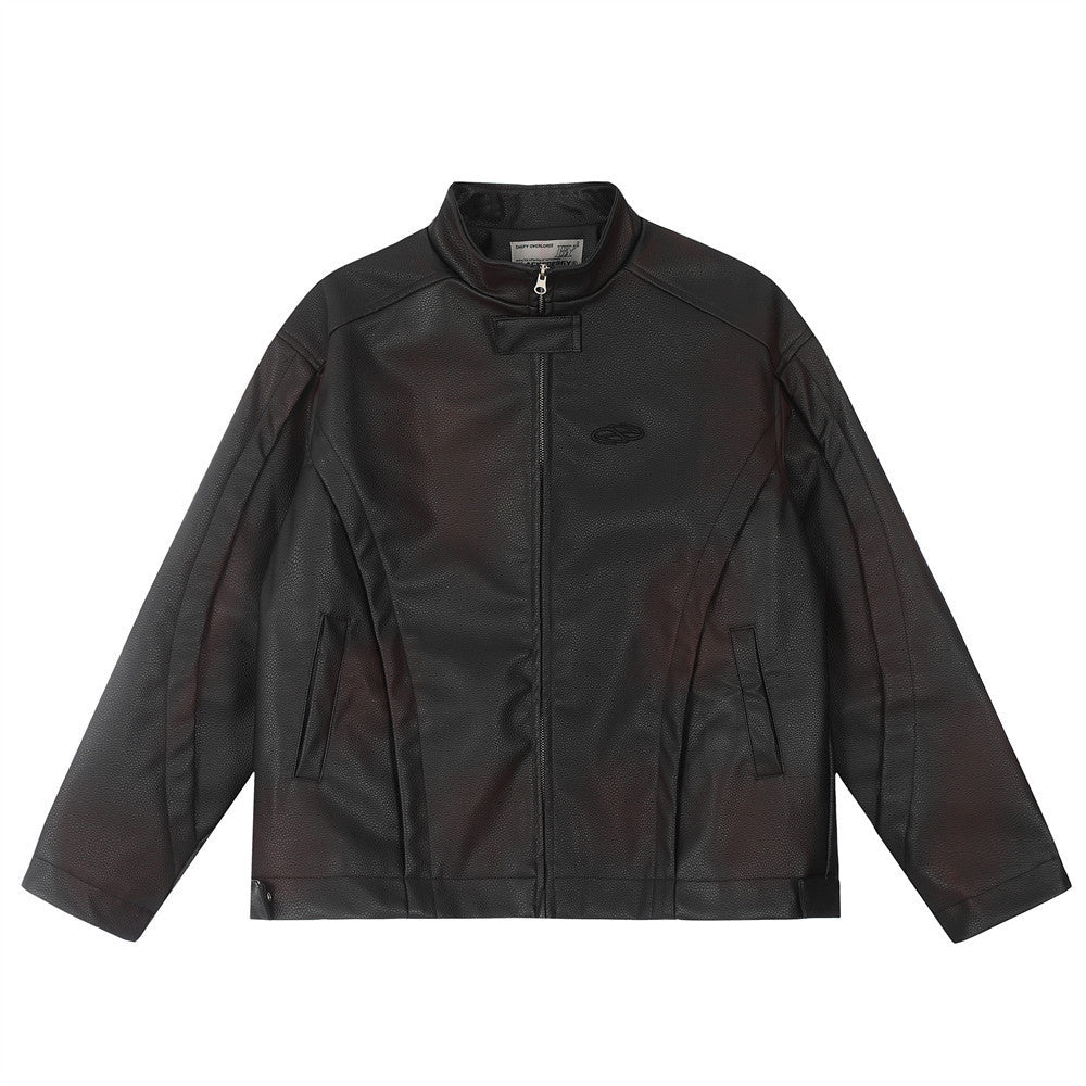 Halloy™ PU Leather Jacket Sense Spray Dirty