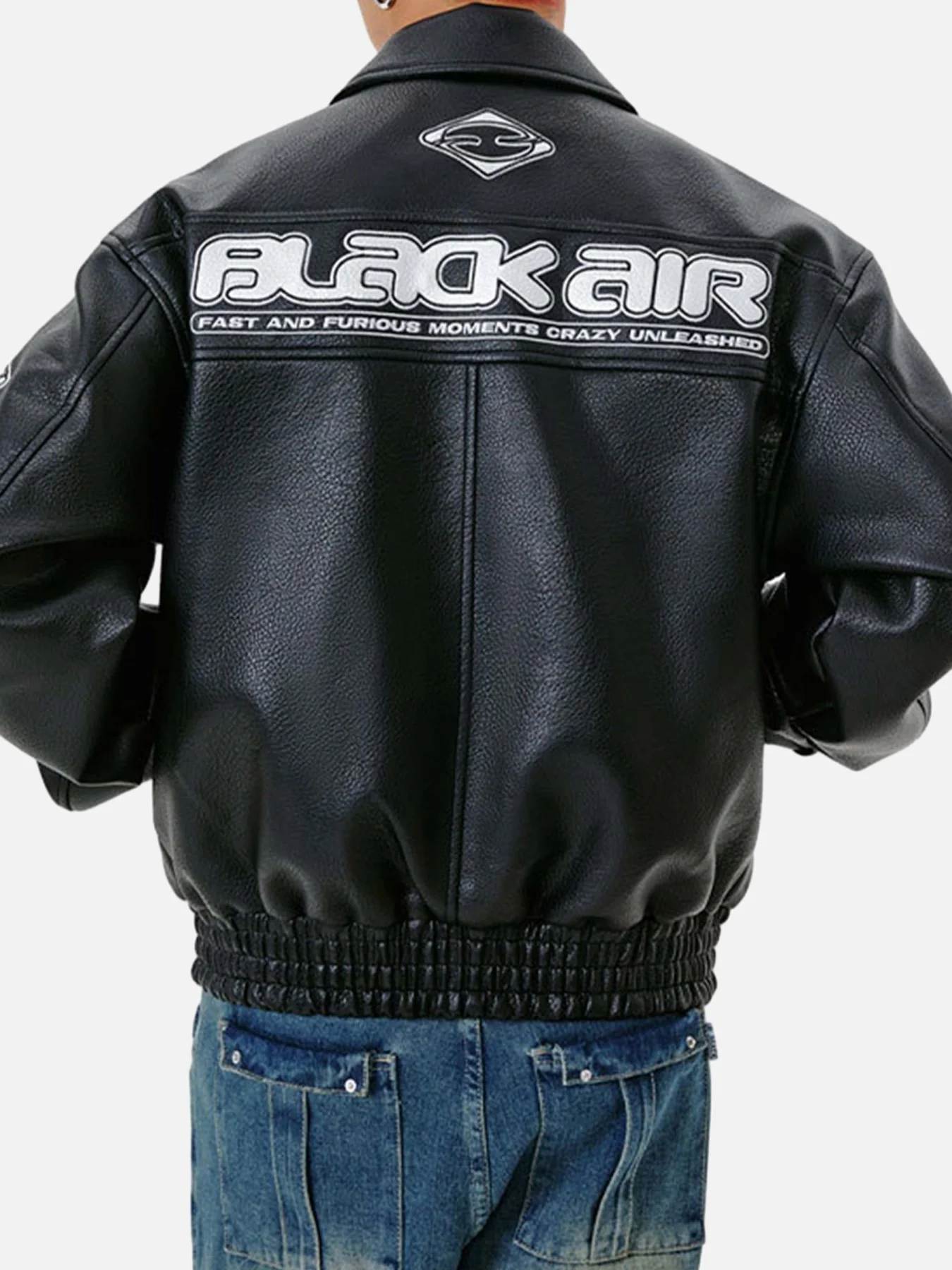Halloy™ "BLACK AIR" Racing PU Leather Jacket