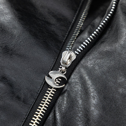 Halloy™ Stand Collar Leather Puffer Jacket