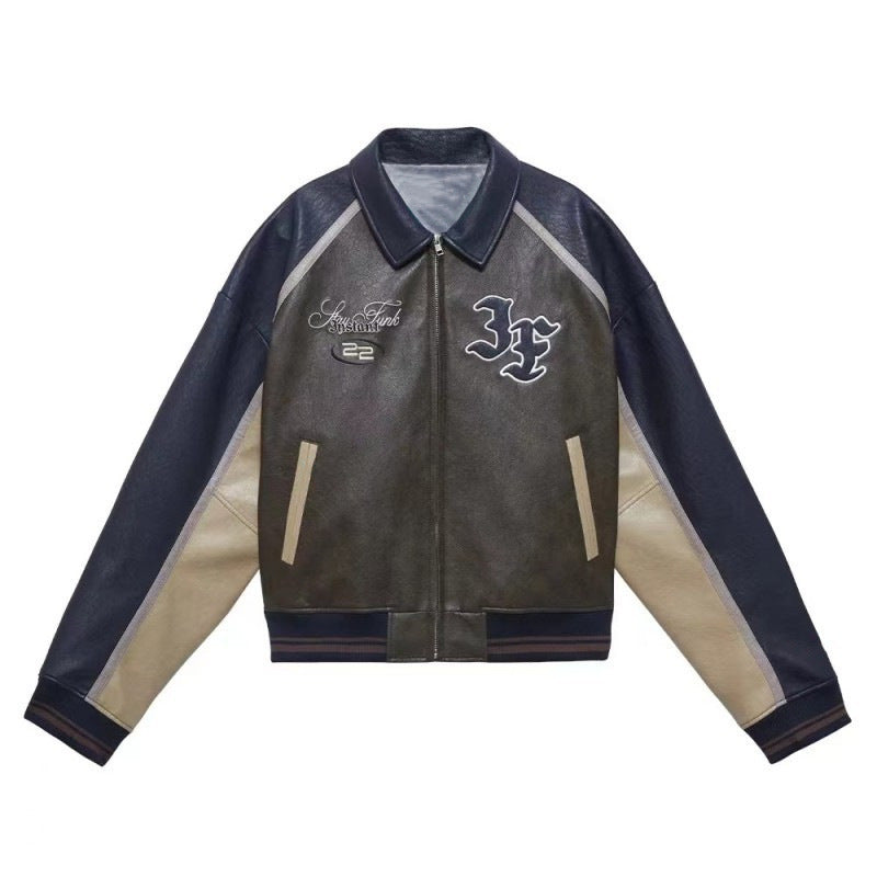 Halloy™ Retro Varsity Leather Jacket