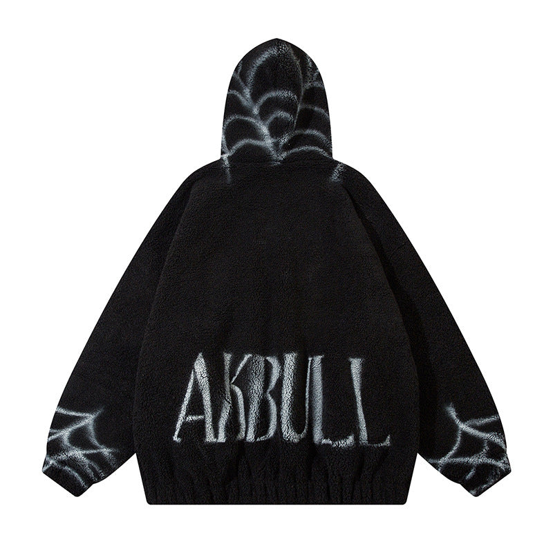 Halloy™ Spider Web Loose And Idle Zip Hoodie