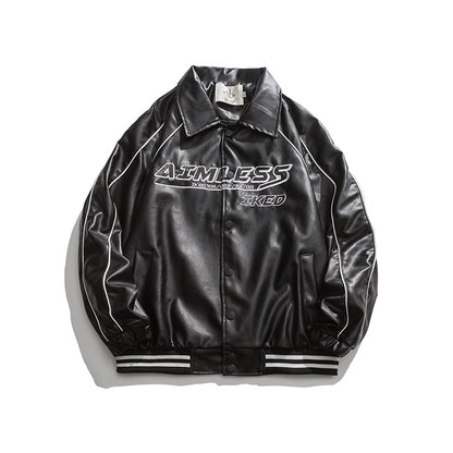 Halloy™ Embroidered Leather Baseball Jacket