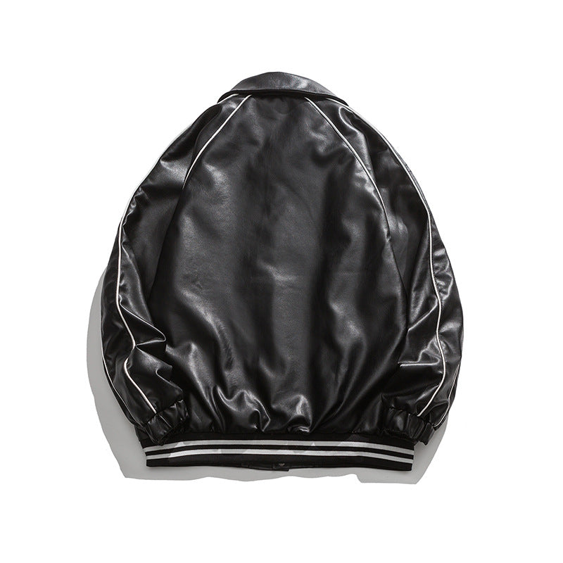 Halloy™ Embroidered Leather Baseball Jacket