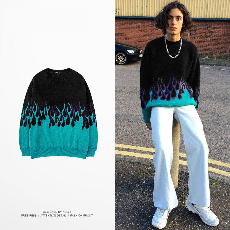 Halloy™ Printed Flame Jacquard Sweater