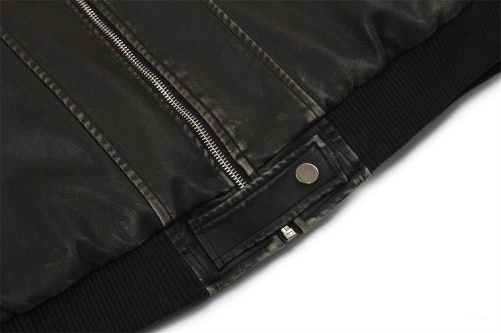 Halloy™ Distressed PU Leather Jacket