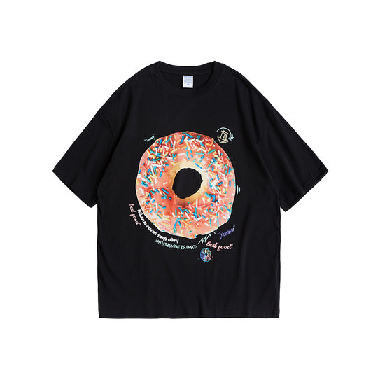 Halloy™ Personality Creative Abstract Donut Print T-Shirt