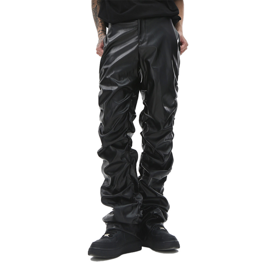 Halloy™ Shiny Wrinkled Leather Pants