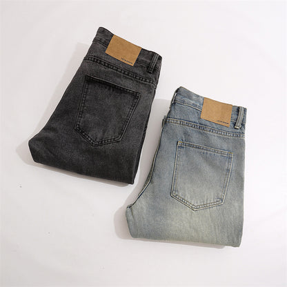 Halloy™ Patchwork Washed Denim Straight Jeans