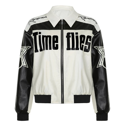 Halloy™ "Time Flies" Racing Leather Jacket