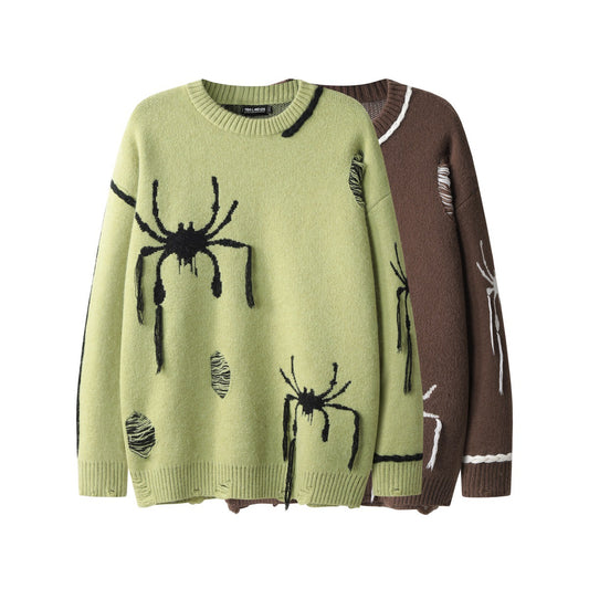 Halloy™ Spider Jacquard Burr Contrast Sweater