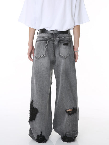 Halloy™ Ripped Mopping Denim Trousers