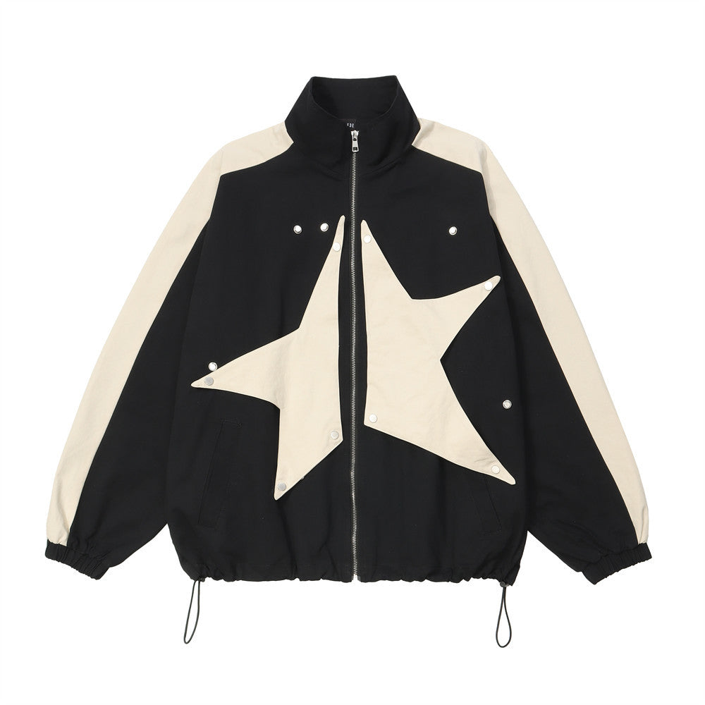 Halloy™ Star Stand Collar Zipper Coat