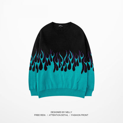 Halloy™ Printed Flame Jacquard Sweater