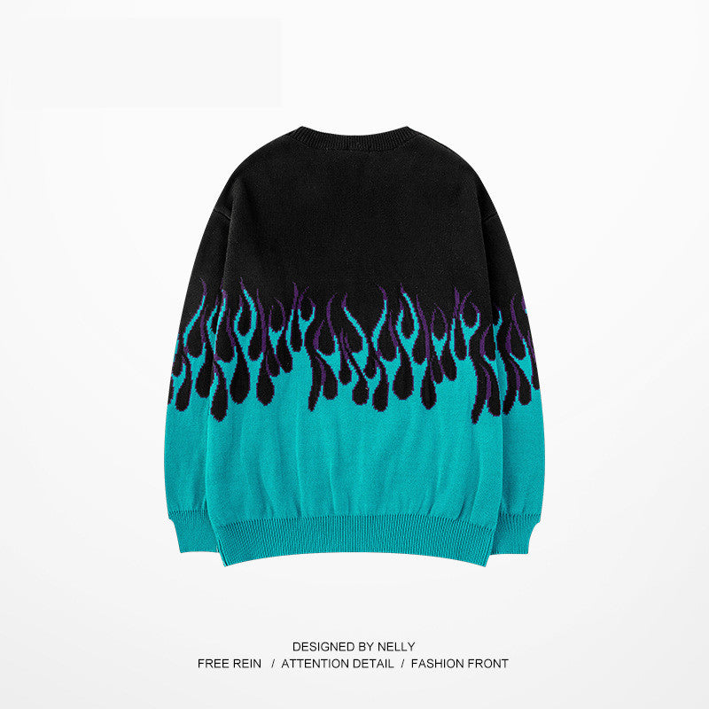 Halloy™ Printed Flame Jacquard Sweater