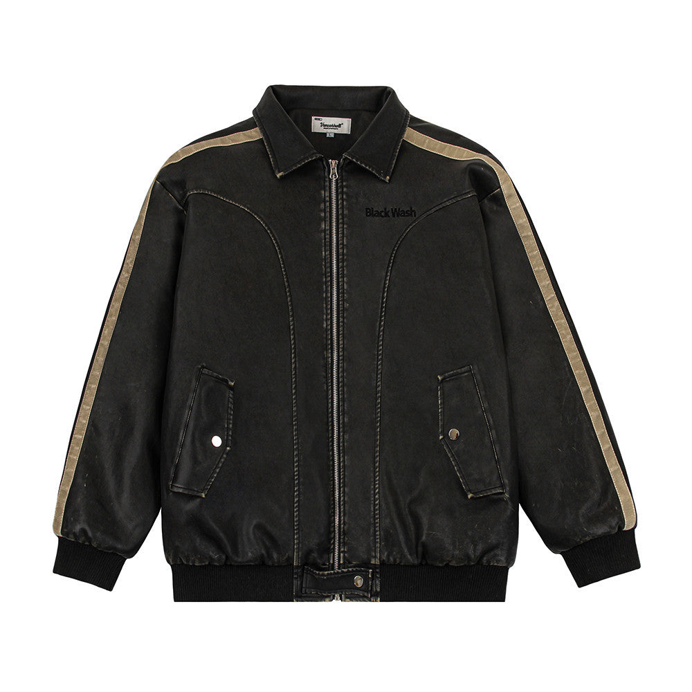 Halloy™ Distressed PU Leather Jacket