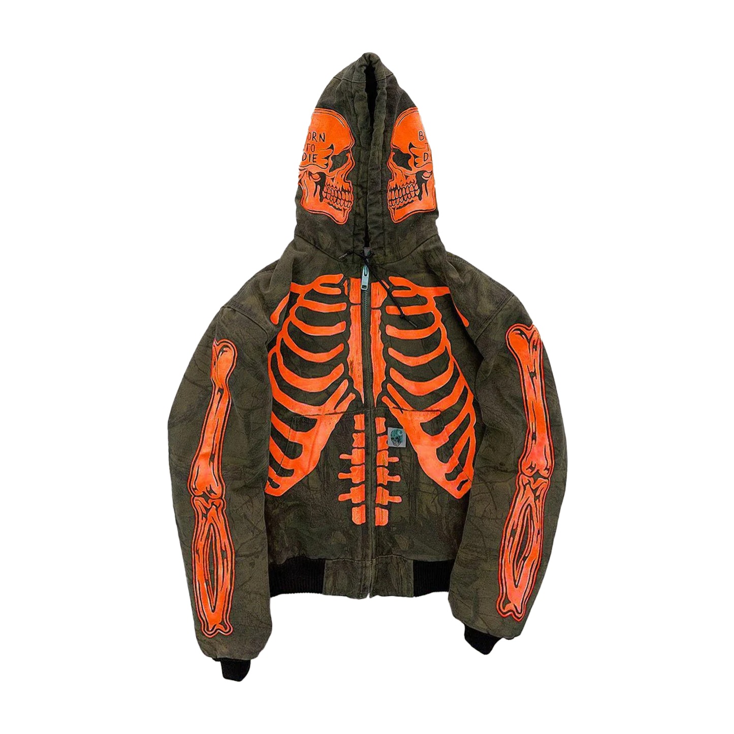 Halloy™ Skeleton Hoodie Custom Full Face Zip