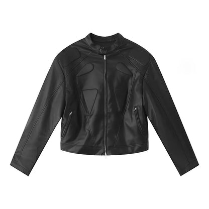 Halloy™ Short Leather Padded Shoulder Jacket