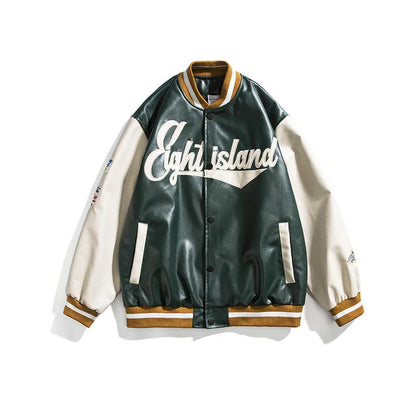 Halloy™ PU Leather Baseball Varsity Jacket