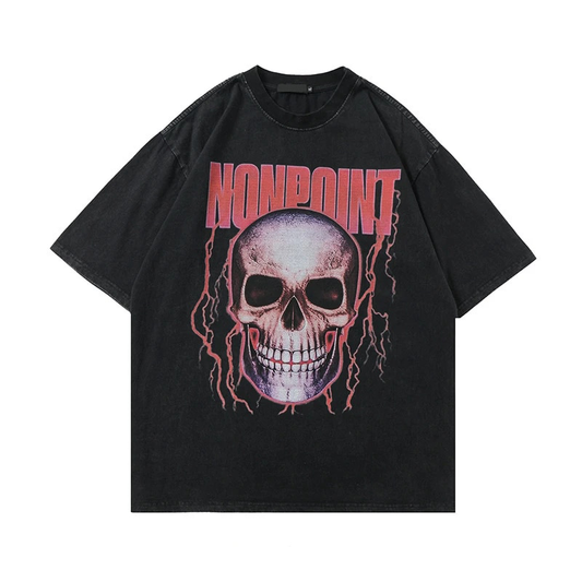 Halloy™ Skull Printing Washing Water T-shirt