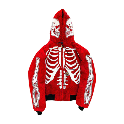 Halloy™ Skeleton Hoodie Custom Full Face Zip